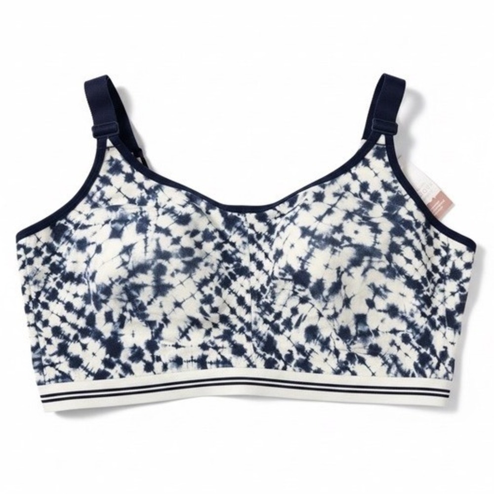 Cacique Lane Bryant Tie Dye No Wire Bra Blue White Unlined Lounge Bralette NWT